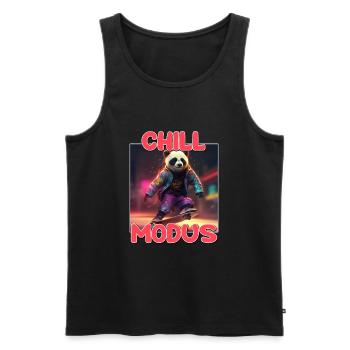 Chill Modus Pandabär Tierliebhaber Süßes Panda - Männer Premium Bio Tank Top - Schwarz - Vorne - Michal (187cm)
