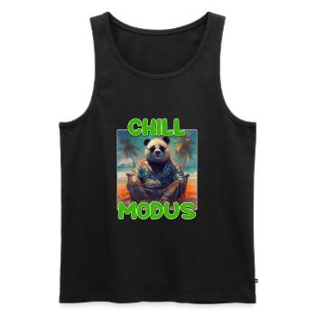Chill Modus Pandabär Tierliebhaber Süßes Panda - Männer Premium Bio Tank Top - Schwarz - Vorne - Michal (187cm)