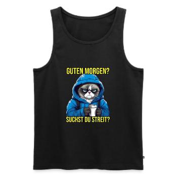 Guten Morgen Katzen Spruch Morgenmuffel - Männer Premium Bio Tank Top - Schwarz - Vorne - Michal (187cm)
