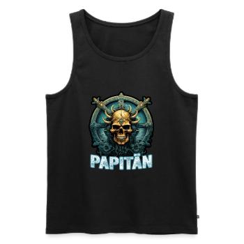Papitän Papa und Kapitän Vater Nordsee Lustiges - Männer Premium Bio Tank Top - Schwarz - Vorne - Michal (187cm)