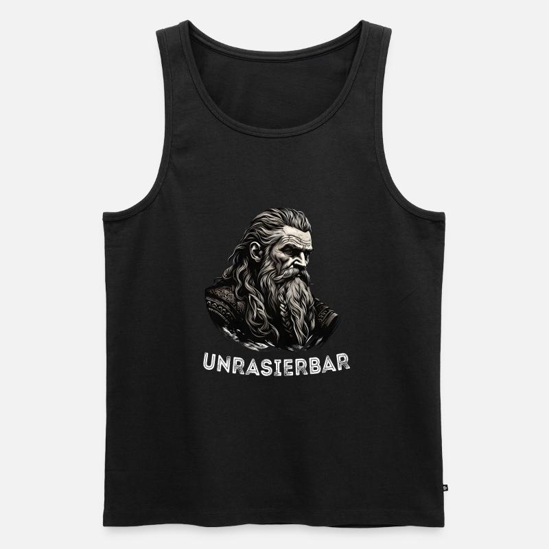 Lustiger Bart Spruch Wikinger Bartträger - Männer Premium Bio Tank Top - Schwarz