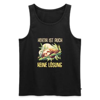 Schlafendes Faultier Hektik ist auch keine Lösung - Männer Premium Bio Tank Top - Schwarz - Vorne - Michal (187cm)
