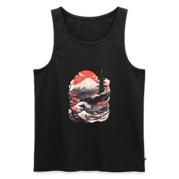 Sakura Mt. Fuji Kirschblüten Nippon Vintage - Männer Premium Bio Tank Top - Schwarz - Vorne - AI Model Male 178 light (178cm)