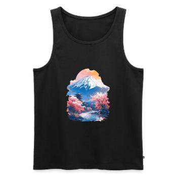 Aesthetic Japan Mt. Fuji Kirschblüten Sakura - Männer Premium Bio Tank Top - Schwarz - Vorne - AI Model Male 178 light (178cm)