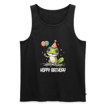 Frosch Happy Birthday Hoppy Birthday Cute Frog - Männer Premium Bio Tank Top - Schwarz - Vorne - Michal (187cm)