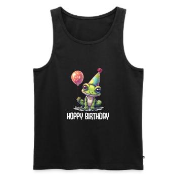 Frosch Happy Birthday Hoppy Birthday Cute Frog - Männer Premium Bio Tank Top - Schwarz - Vorne - Michal (187cm)