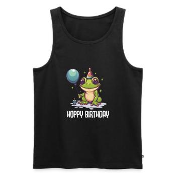 Frosch Happy Birthday Hoppy Birthday Cute Frog - Männer Premium Bio Tank Top - Schwarz - Vorne - Michal (187cm)