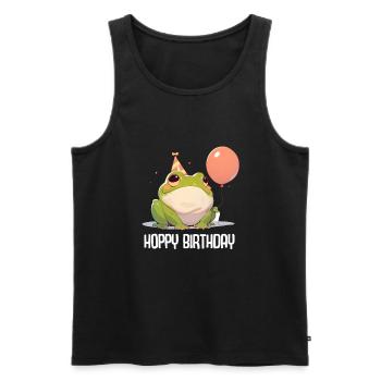 Frosch Happy Birthday Hoppy Birthday Cute Frog - Männer Premium Bio Tank Top - Schwarz - Vorne - Michal (187cm)