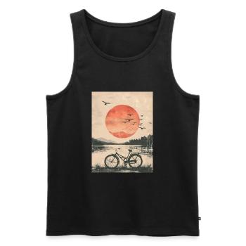Retro Sunset Aesthetic Bike Reifen Fahrrad - Männer Premium Bio Tank Top - Schwarz - Vorne - Michal (187cm)
