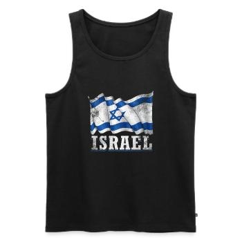 Drapeau d’Israël - Débardeur bio Premium Homme - noir - Devant - AI Model Male 178 light (178cm)
