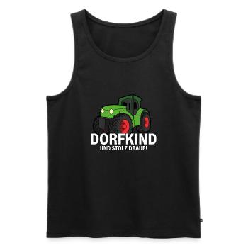 Dorfkind und Stolz drauf Traktor Spruch - Männer Premium Bio Tank Top - Schwarz - Vorne - AI Model Male 178 light (178cm)