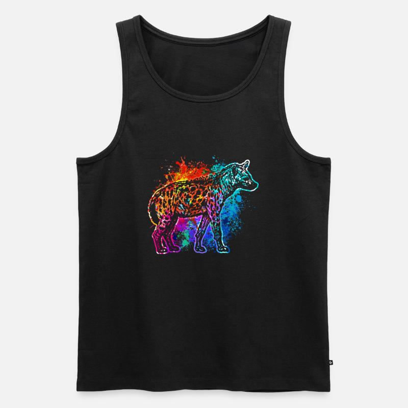 Bunte Hyäne - Männer Premium Bio Tank Top - Schwarz