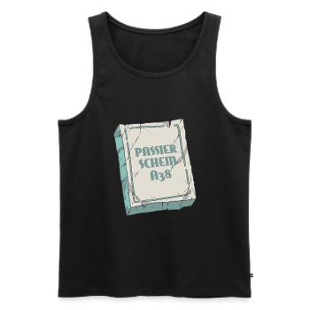 Passierschein A 38 Design, Gallisches Dorf, Comic - Männer Premium Bio Tank Top - Schwarz - Vorne - Michal (187cm)