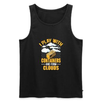 Funny DevOps Joke Design - Men's Premium Organic Tank Top - black - Front - AI Model Male 178 light (178cm)