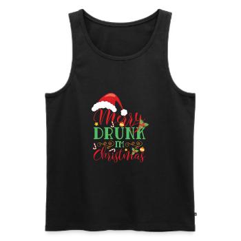 Merry Drunk I'm Christmas Xmas 2021 Maske Xmas - Männer Premium Bio Tank Top - Schwarz - Vorne - Michal (187cm)