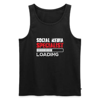 Spécialiste des médias sociaux Chargement Recruteur SEO - Débardeur bio Premium Homme - noir - Devant - AI Model Male 178 light (178cm)