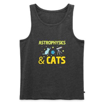 Astrophysique & Cats Télescope Astronautes Astéroïde - Débardeur bio Premium Homme - anthracite chiné - Devant - AI Model Male 178 light (178cm)