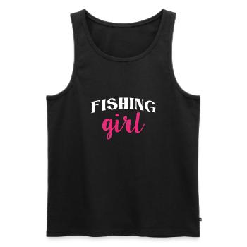 Fishing Girl Makrele Angeln Anglerin Eisfischen - Männer Premium Bio Tank Top - Schwarz - Vorne - AI Model Male 178 light (178cm)