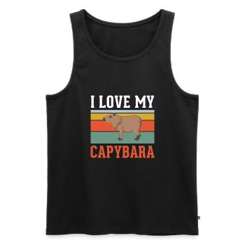 I Love My Capybara Meerschweinchen Plüschtier - Männer Premium Bio Tank Top - Schwarz - Vorne - Michal (187cm)