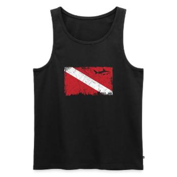 Vintage Shark Scuba Dive Flag Hommes Gymnase Sports - Débardeur bio Premium Homme - noir - Devant - AI Model Male 178 light (178cm)