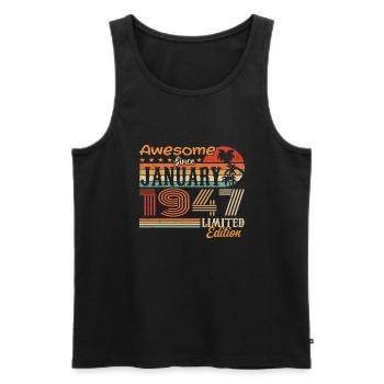Birthday Gift - Born in January 1947 - Men's Premium Organic Tank Top - black - Front - Michal (187cm)