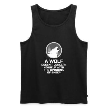 Wolf - Kümmert sich nicht um die Meinung der schaf - Männer Premium Bio Tank Top - Schwarz - Vorne - AI Model Male 178 light (178cm)