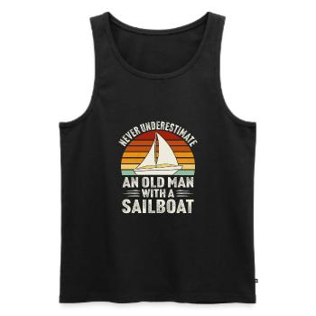 never underestimate an old man with a sailboat - Men's Premium Organic Tank Top - black - Front - Michal (187cm)