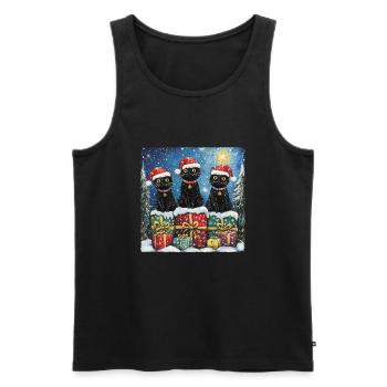 Schwarze Katzen mit Weihnachtsgeschenke - Männer Premium Bio Tank Top - Schwarz - Vorne - Michal (187cm)