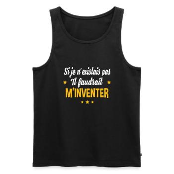 Il faudrait m'inventer. Cadeau humour anniversaire - Débardeur bio Premium Homme - noir - Devant - Michal (187cm)