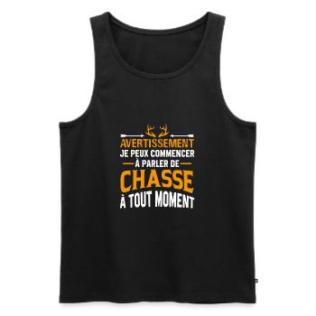 Parler de chasse à tout moment cadeau chasseur - Débardeur bio Premium Homme - noir - Devant - AI Model Male 178 light (178cm)