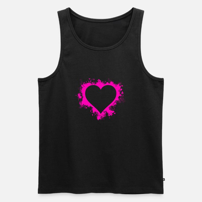 Herz - Männer Premium Bio Tank Top - Schwarz