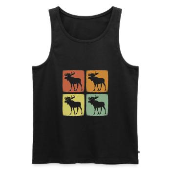 Vintage Moose Retro Wild Animal - Men's Premium Organic Tank Top - black - Front - AI Model Male 178 light (178cm)