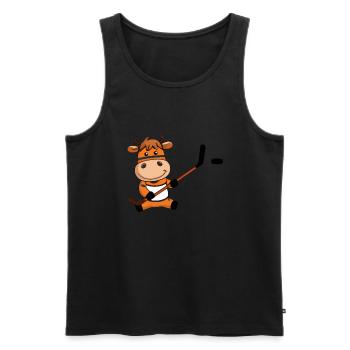 Cute Cow Hockey Player - Men's Premium Organic Tank Top - black - Front - AI Model Male 178 light (178cm)