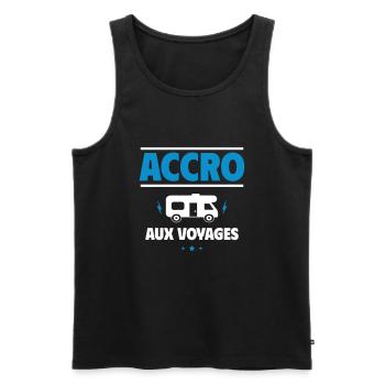 accro aux voyages - Débardeur bio Premium Homme - noir - Devant - Michal (187cm)