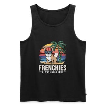 Cool Frenchie French Bulldog on the Beach - Men's Premium Organic Tank Top - black - Front - Michal (187cm)