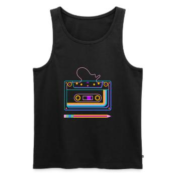 Retro Tape Cassette, 80s Eighties, Rewind Pen - Männer Premium Bio Tank Top - Schwarz - Vorne - AI Model Male 178 light (178cm)