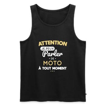 Attention je peux parler de moto à tout moment - Débardeur bio Premium Homme - noir - Devant - Michal (187cm)