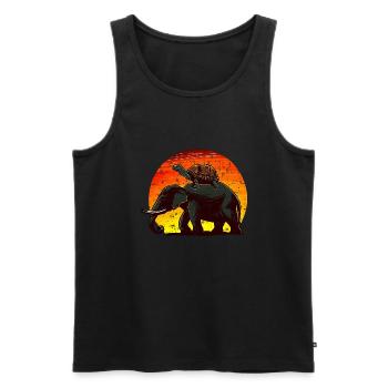 Elephant Turtle Sunset Design - Men's Premium Organic Tank Top - black - Front - AI Model Male 178 light (178cm)