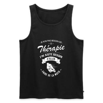 T-shirt Moto Thérapie - Faire de la Moto - Débardeur bio Premium Homme - noir - Devant - Michal (187cm)