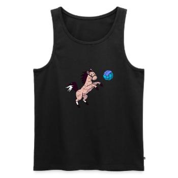 Cheval mignon jouant au volley-ball et au jumping grunge - Débardeur bio Premium Homme - noir - Devant - Michal (187cm)