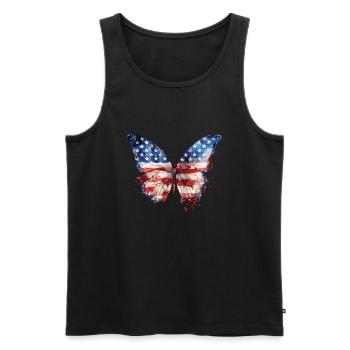 PAPILLON DRAPEAU AMÉRICAIN - Débardeur bio Premium Homme - noir - Devant - Michal (187cm)