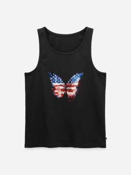 PAPILLON DRAPEAU AMÉRICAIN - Débardeur bio Premium Homme - noir