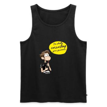 Je corrige silencieusement votre grammaire. garçon - Débardeur bio Premium Homme - noir - Devant - Michal (187cm)