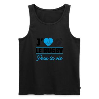 j aime le rugby pour la vie,Rugby,Rugbyman - Débardeur bio Premium Homme - noir - Devant - Michal (187cm)