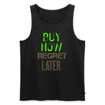 Shopping Humour Regret Minimaliste Géométrique Drôle S - Débardeur bio Premium Homme - noir - Devant - AI Model Male 178 light (178cm)