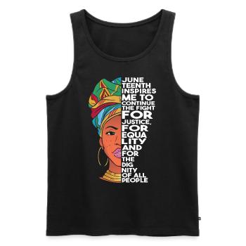 Juneteenth Inspires Me | Freedom Day | June 19th - Men's Premium Organic Tank Top - black - Front - AI Model Male 178 light (178cm)