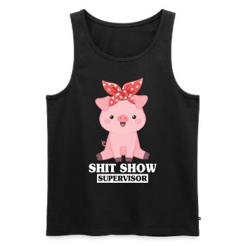 Adult Joke Shit Show Supervisor - Men's Premium Organic Tank Top - black - Front - AI Model Male 178 light (178cm)