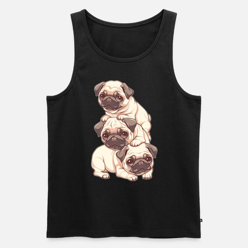 Mops Stapel - Männer Premium Bio Tank Top - Schwarz