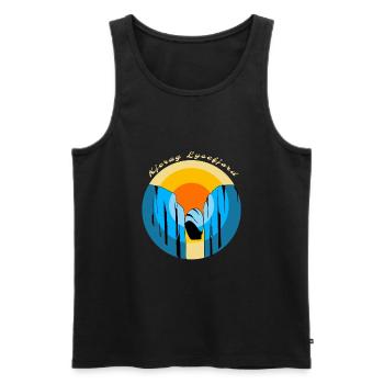 Norway Kjerag Lysefjord souvenir - Men's Premium Organic Tank Top - black - Front - Michal (187cm)