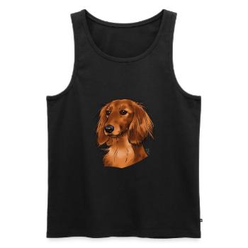 longhaired dachshund (without text) light textiles - Men's Premium Organic Tank Top - black - Front - AI Model Male 178 light (178cm)